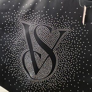 Victoria's Secret Large Black Satin Rhinestone Tote NWT